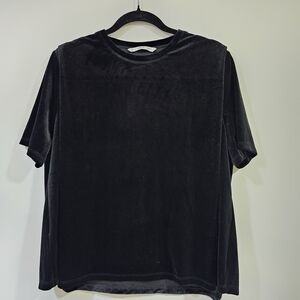 MNG Black Velvet Top Women's Size L